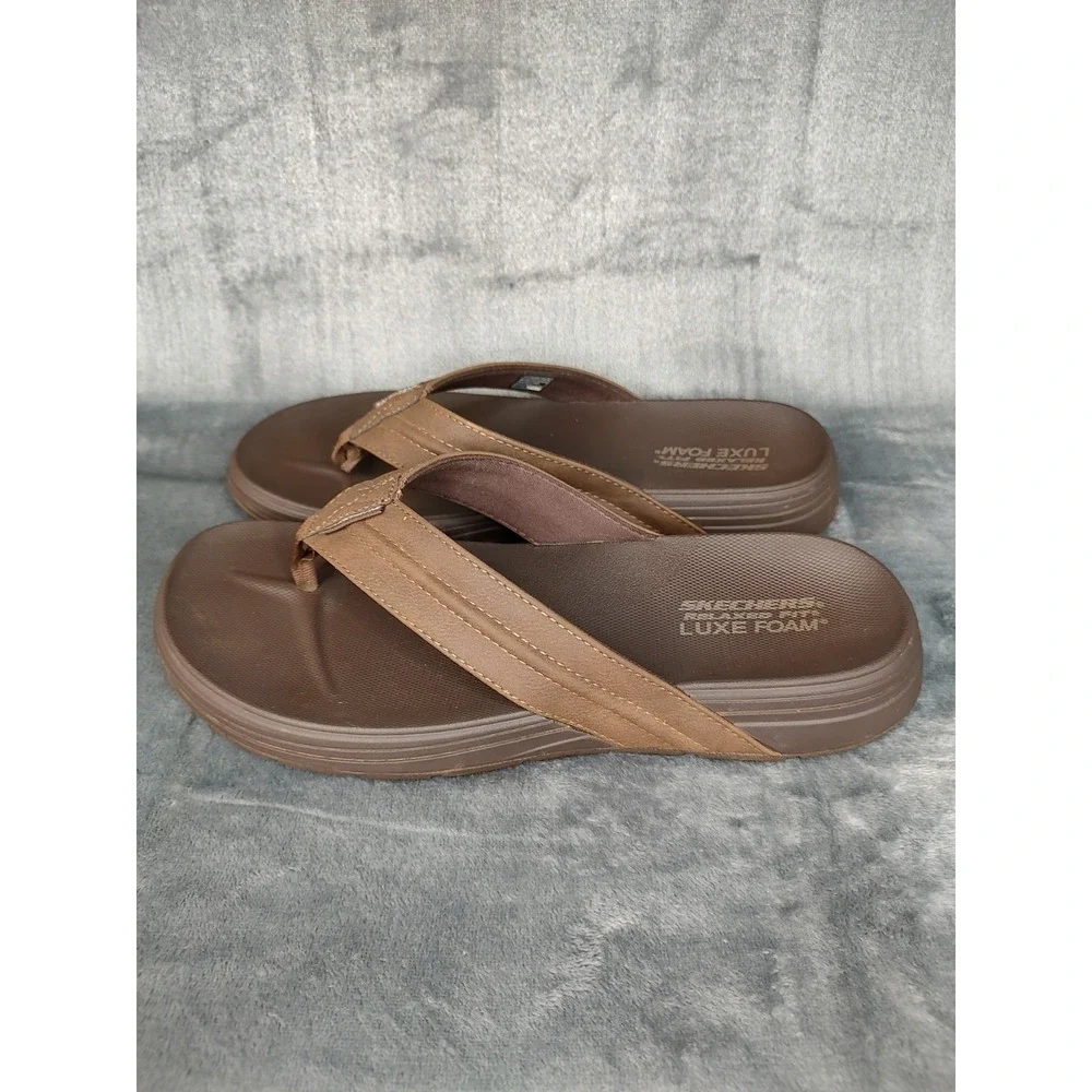 Man's Sandals‎ Skechers Relaxed Fit Flip Flop Brown 11
